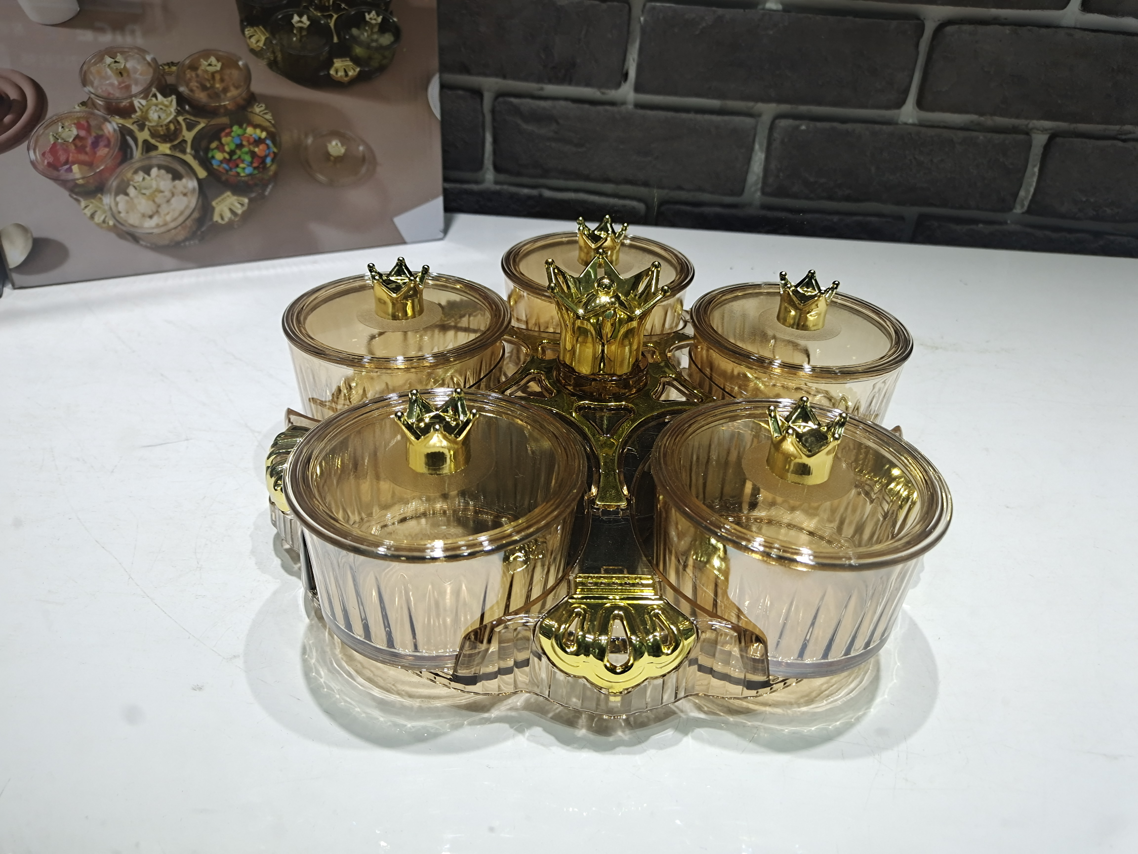 Acrylic Five-Cell Rotating Dried Fruit Box Snack Tray undefined