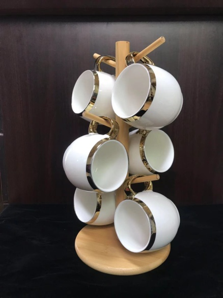 Set Of 6 Afternoon Tea Cups With Rack Coffee Cups Large Capacity Ceramic Cups undefined