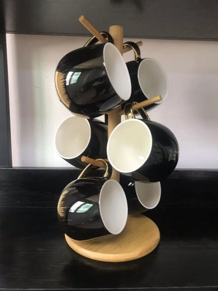 Set Of 6 Afternoon Tea Cups With Rack Coffee Cups Large Capacity Ceramic Cups Specification drawing