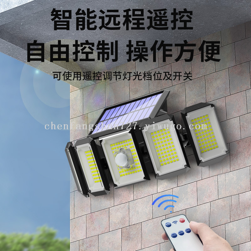 New solar wall lamp, human-sensing garden lamp, led rotating 5-head small street lamp details Picture