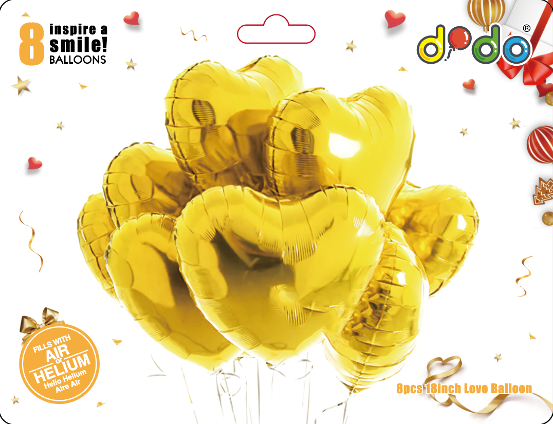 18寸心形爱心气球生日铝膜铝箔气球飘空婚礼结婚庆典活动装饰布置 8pcs告白气球套装场景布置