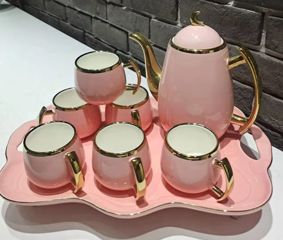 Jingdezhen 1 Pot 6 Cups 1 Tray Water European Coffee Teapot Set Kitchenware Supplies Specification drawing