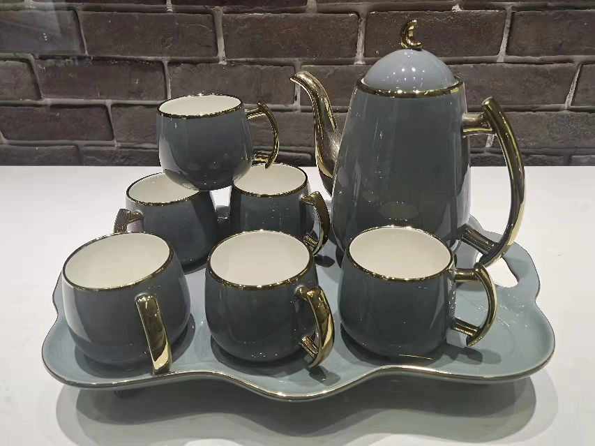 Jingdezhen 1 Pot 6 Cups 1 Tray Water European Coffee Teapot Set Kitchenware Supplies details Picture