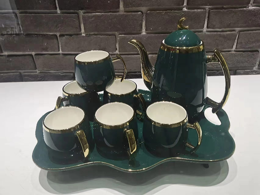 Jingdezhen 1 Pot 6 Cups 1 Tray Water European Coffee Teapot Set Kitchenware Supplies Application Scenario