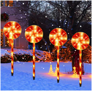 太阳能圣诞节日彩灯棒棒糖插地灯户外防水庭院草坪灯装饰氛围灯串图