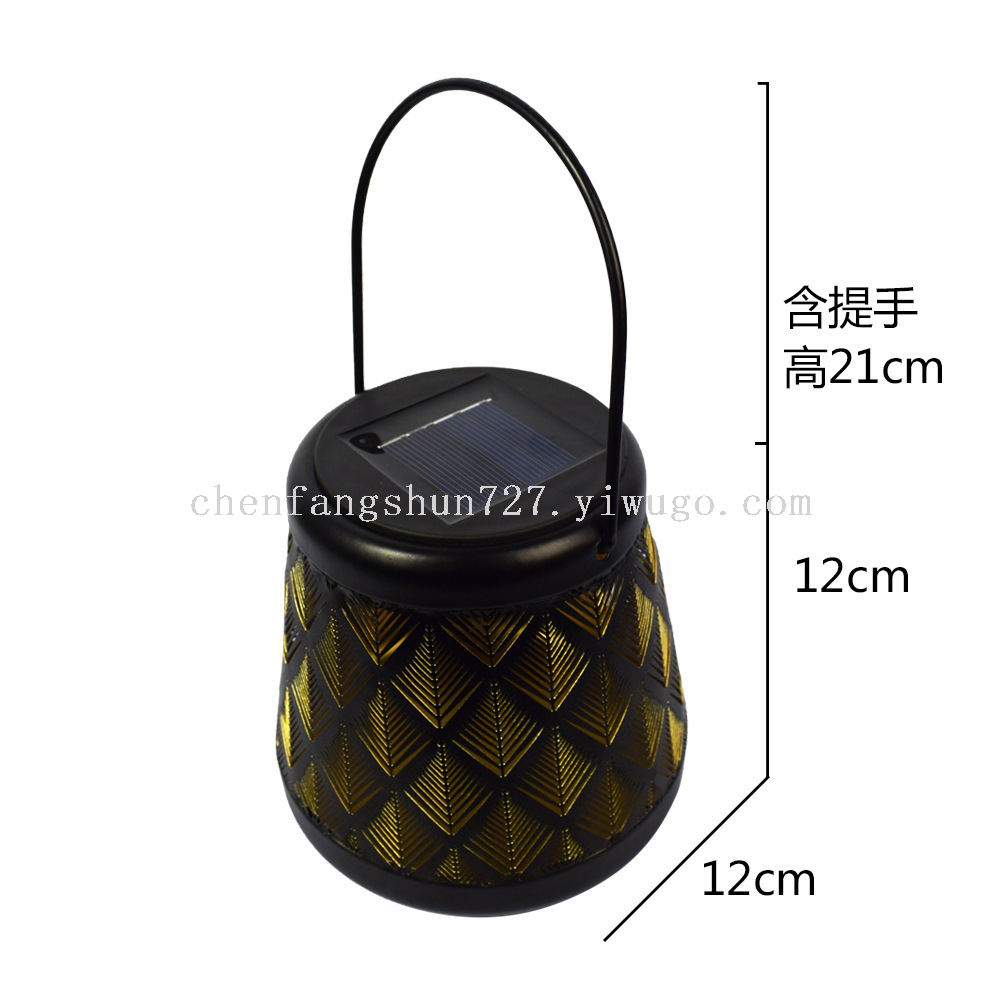 New modern courtyard ground insert lawn lamp, decorative ironwork hollowed-out solar lantern, iron can projection hanging lamp Specification image