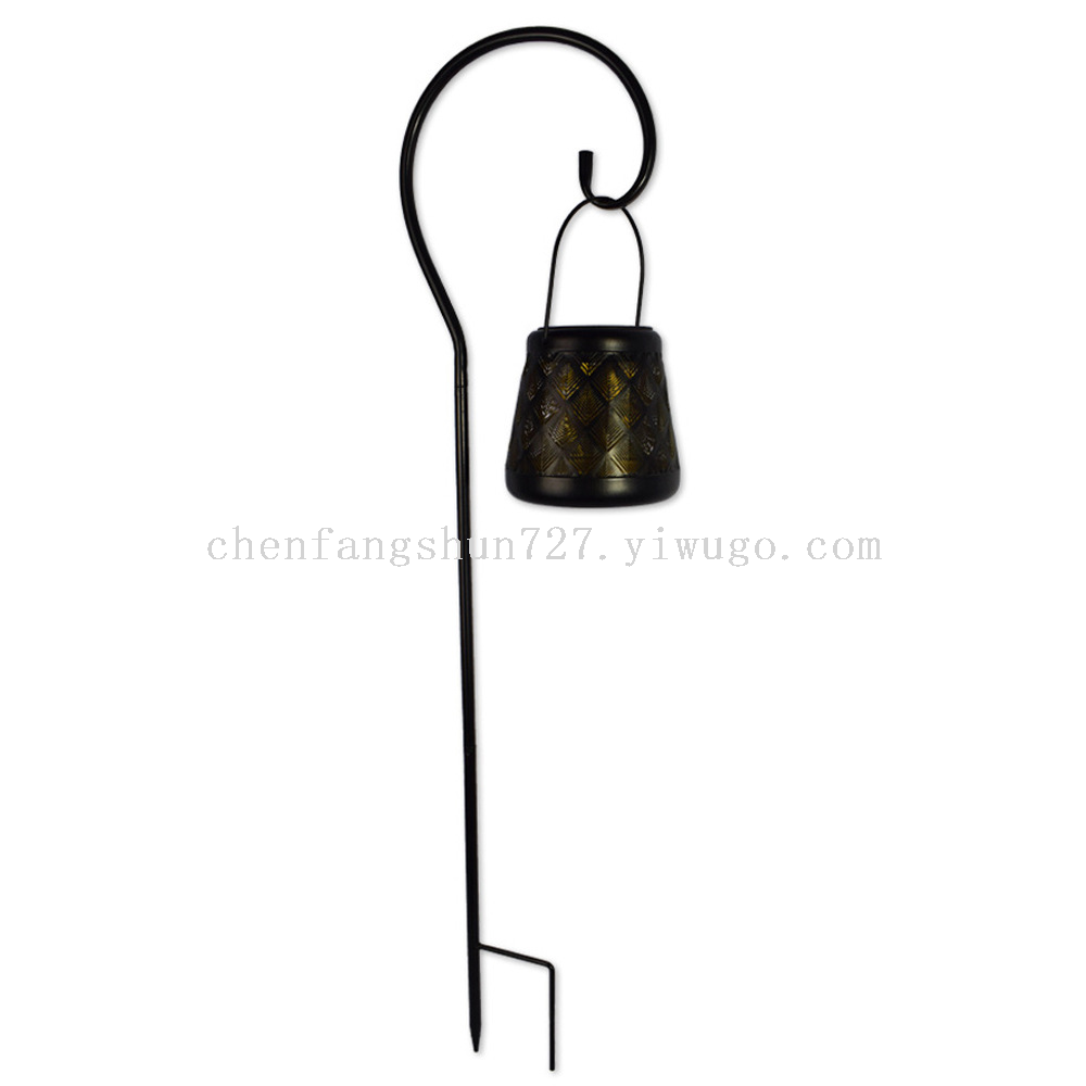 New modern courtyard ground insert lawn lamp, decorative ironwork hollowed-out solar lantern, iron can projection hanging lamp Application Scenario