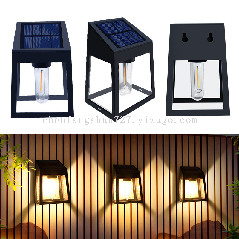 New solar wall lamps for outdoor garden and courtyard decoration, household waterproof tungsten filament wall lamps, and outdoor decorative fence lamps