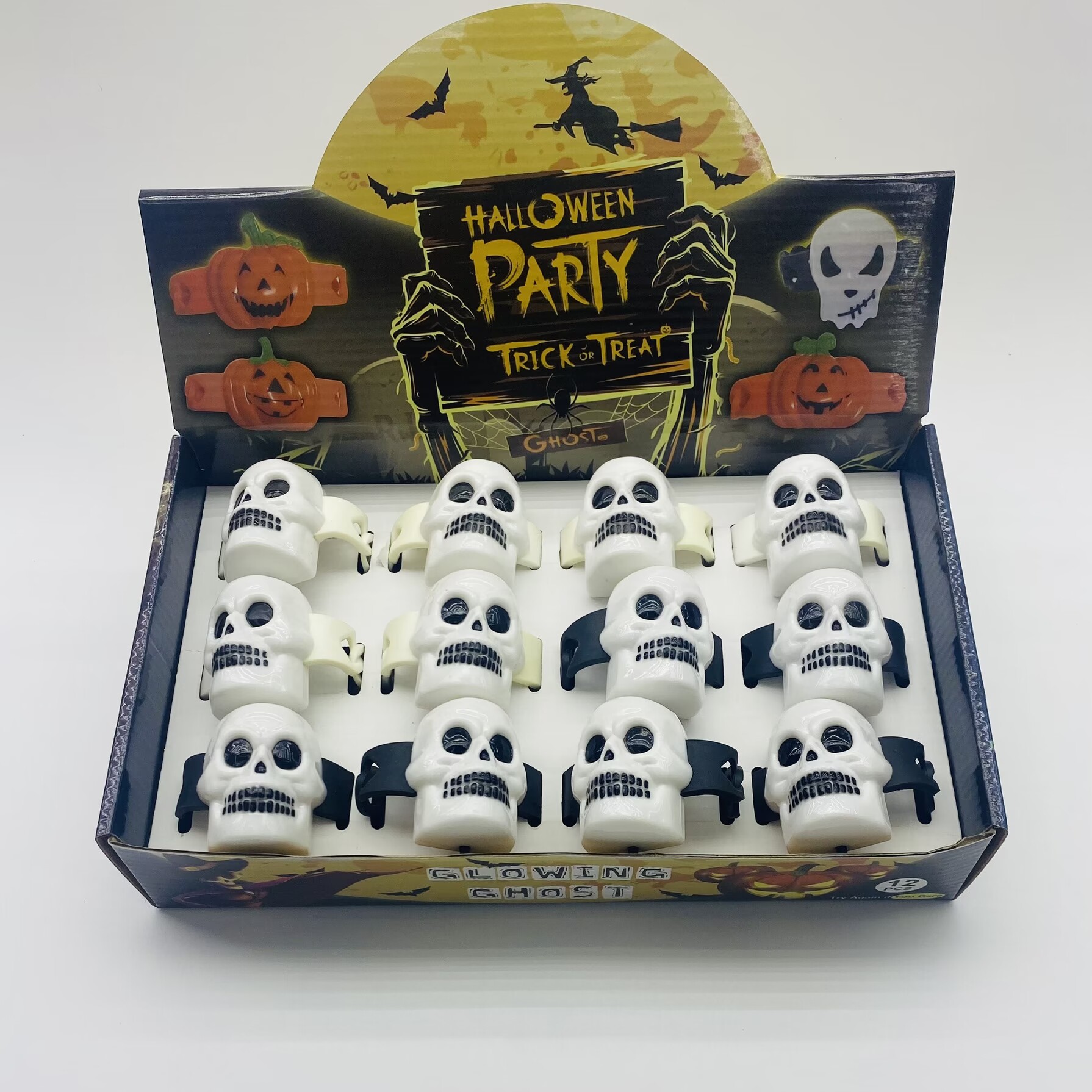 万圣节装饰  发光鬼头手环  黑 白 双色可选