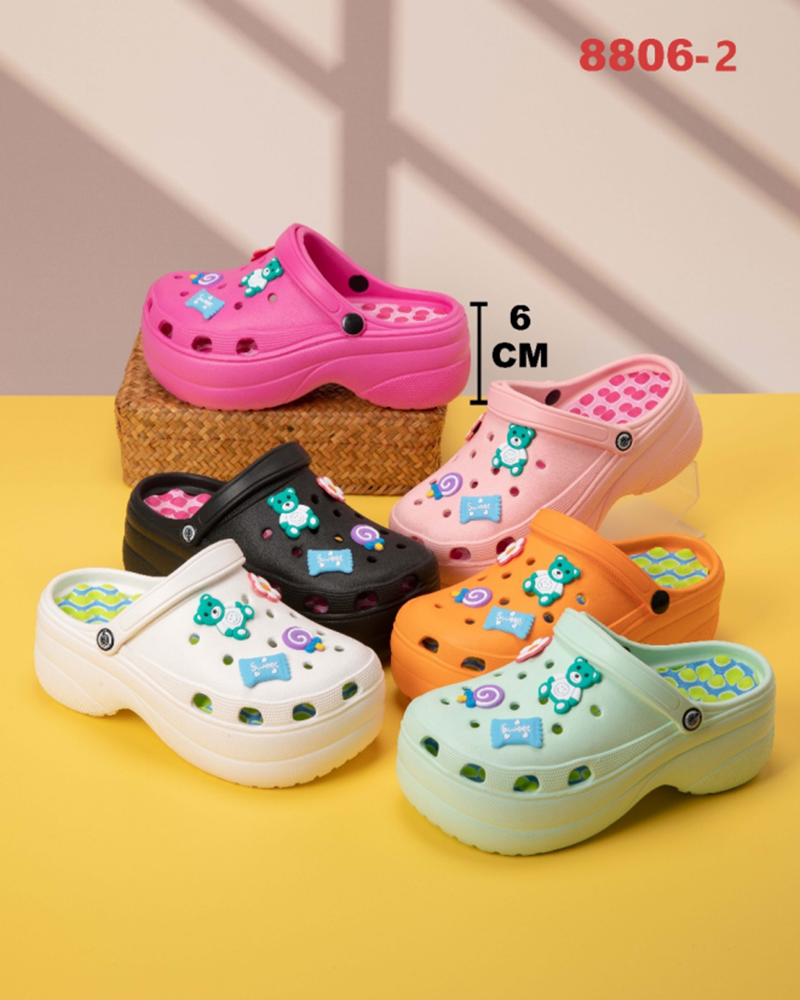 New style of clogs for foreign trade, women's high heels, thick-soled, comfortable to step on, flip-flops, and beach shoes, custom-made by the factory Specification image