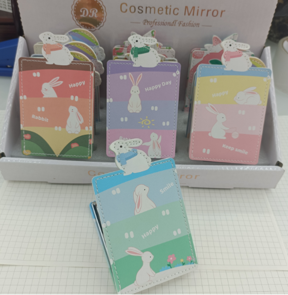 卡通时尚化妆双面镜   小兔子不规则镜 可印logo广告礼品