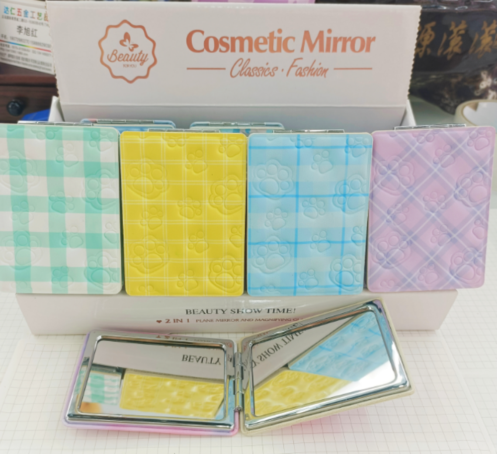卡通时尚化妆双面镜  压花镜  可印logo广告礼品