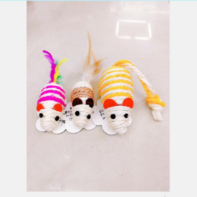 Pet cat toy sisal mouse toy cat fun play claw grinding toy factory direct sales thumbnail