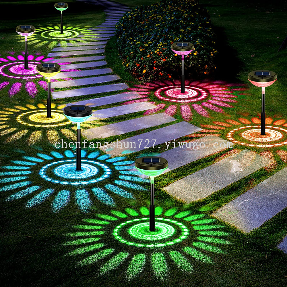 Solar ground socket lights, outdoor garden landscape lights, RGB seven-color projection lawn lights, waterproof decorative lights
