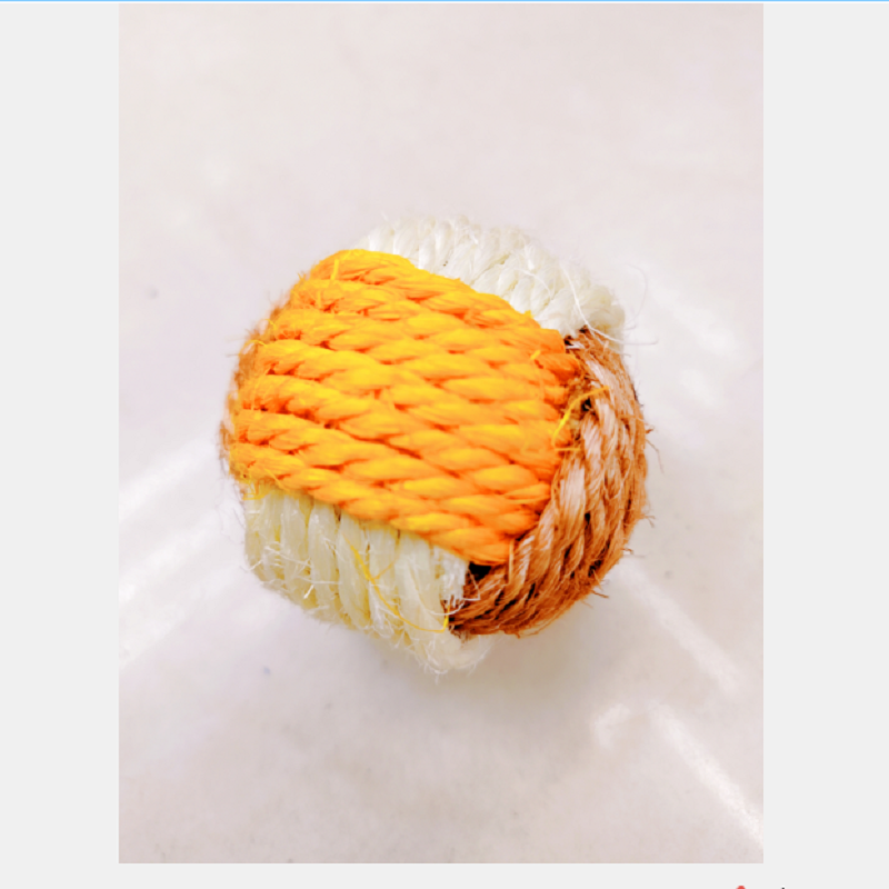 Pet toy sisal three-color hand-woven ball toy pet cat dog funny interactive claw toy factory direct sales thumbnail