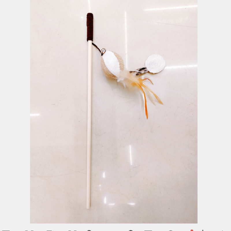 Pet cat toy wooden pole linen bell tease cat stick cat fun interactive toy factory direct sales thumbnail
