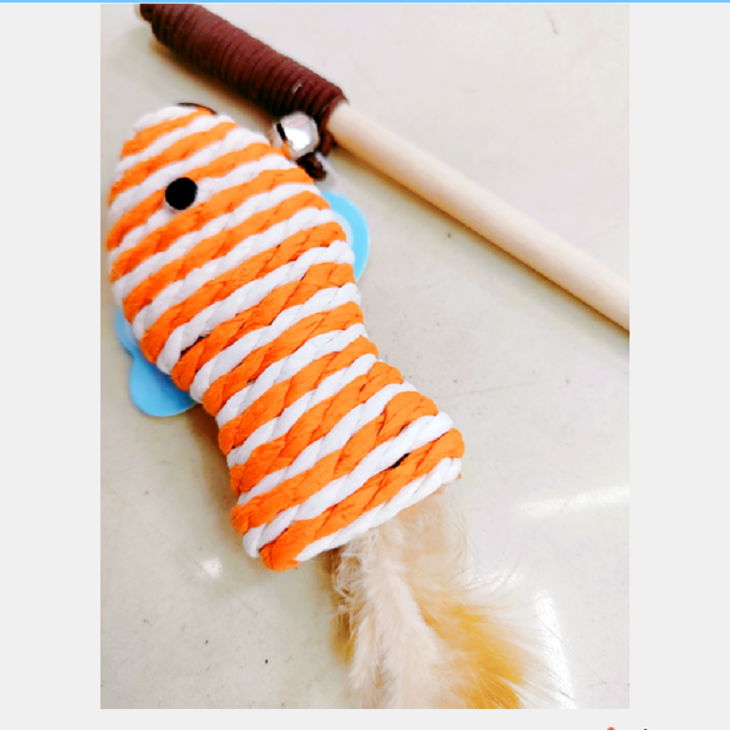 宠物猫咪玩具 木杆纸绳鱼逗猫棒 猫咪逗趣互动玩具 厂家直销详情1