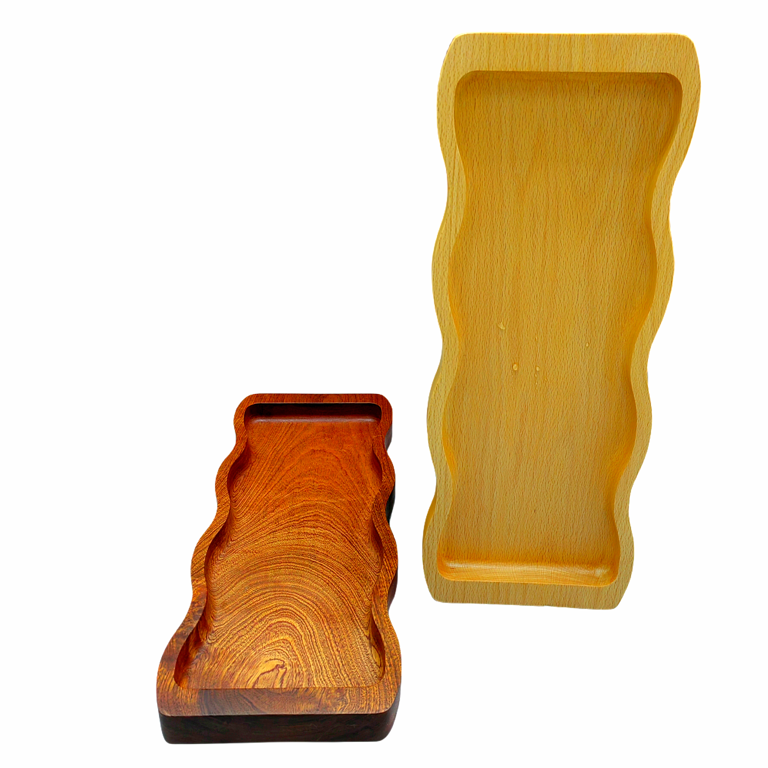 Jiehao Factory's acacia wood tray, simple household dinner plate, Japanese afternoon tea and snack cup plate, wavy line tray detail image 7