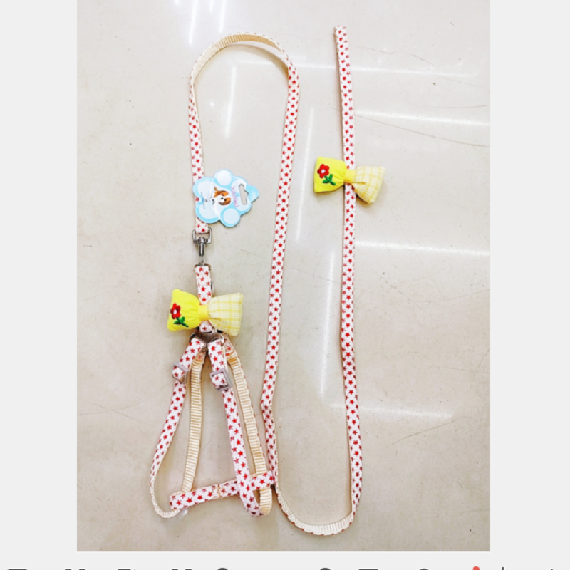 Pet leash with five-pointed star and bow tie accessory, pet leash + bow tie accessory chest and back strap, cat and dog leash Item Picture