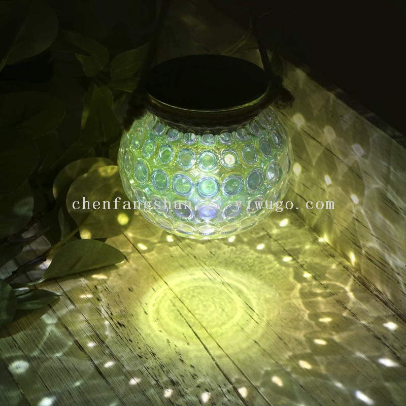 led solar glass lights, cross-border Mason can lights, outdoor courtyard decorative light and shadow hanging lights, solar lights Application Scenario