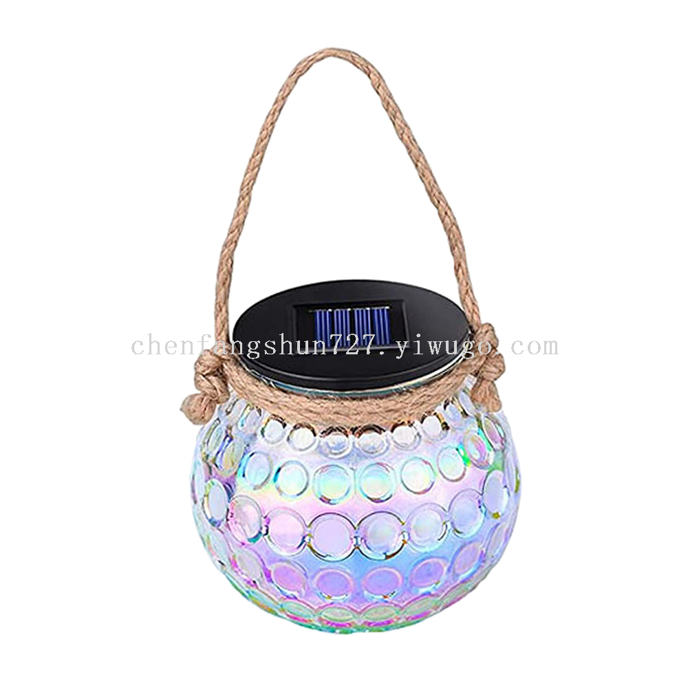 led solar glass lights, cross-border Mason can lights, outdoor courtyard decorative light and shadow hanging lights, solar lights Item Picture