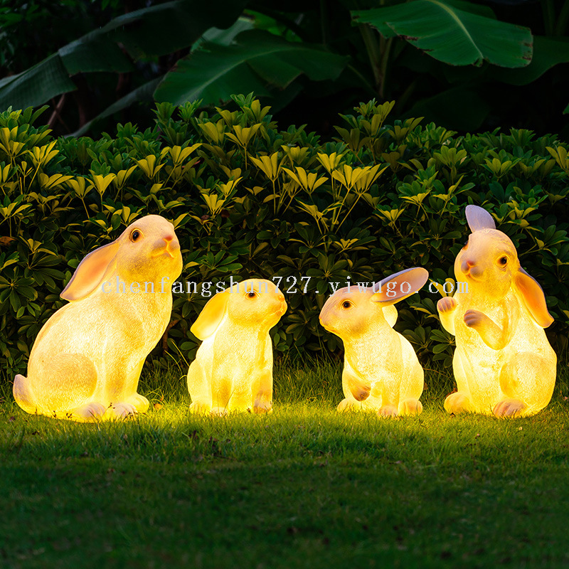 Luz de conejo solar luminosa LED al aire libre lámpara de jardín de césped luz de animales parque luz a prueba de agua luz de iluminación de paisaje