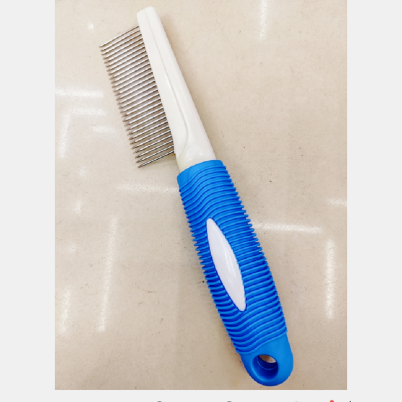Colored rubber-handled pet massage needle comb, pet comb, dog comb, dog hair brush, pet hair removal and grooming pet comb details Picture