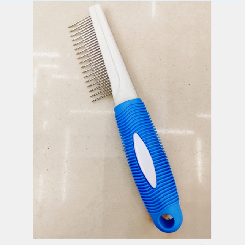 Colored rubber-handled pet massage needle comb, pet comb, dog comb, dog hair brush, pet hair removal and grooming pet comb Specification image