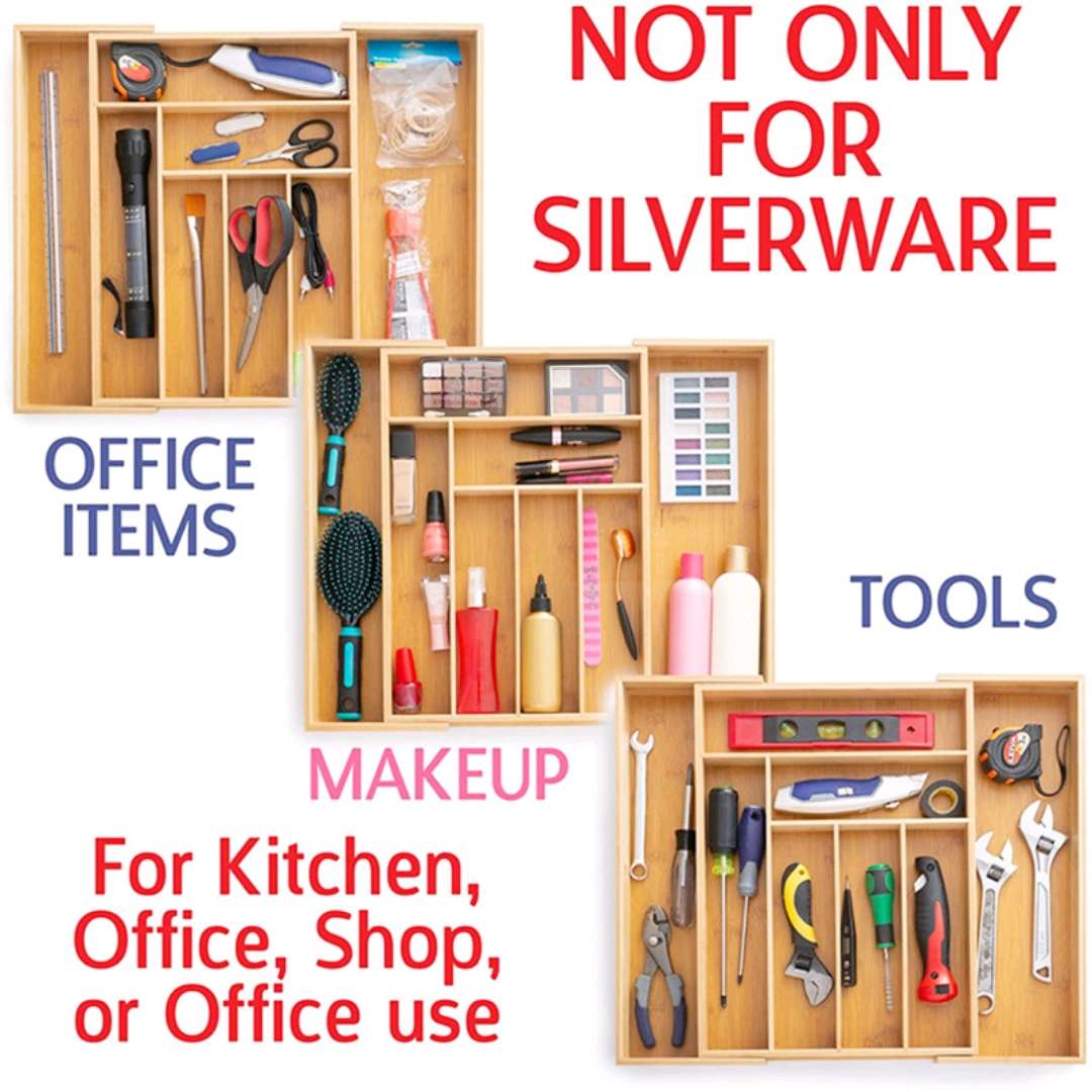 Bamboo Knife And Fork Stretching Sorting Storage Box Wholesale Bamboo Knife Storage Box Kitchen Drawer Organizing Cutlery Box Specification drawing