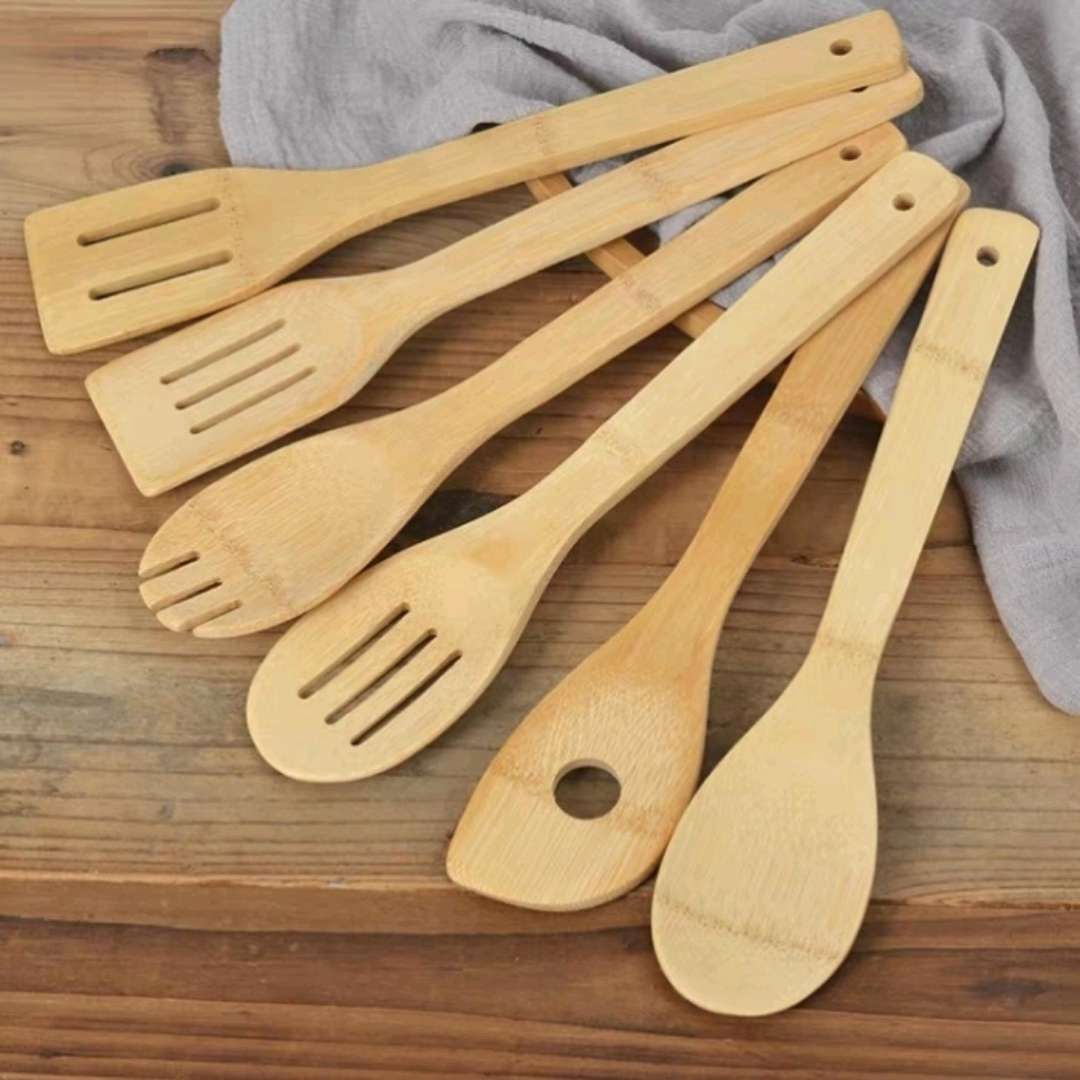 Spatula Bamboo Household Heat Resistant Non-Painted Kitchen Cooking Spatula Set Kitchenware Five-Piece Non-Stick Frying Spatula Set details Picture