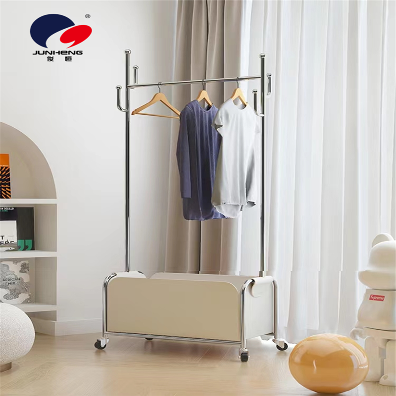 Floor-standing bedroom clothes hanger with movable wheels, home living room and dormitory light luxury clothes drying rack, popular simple coat rack Item Picture