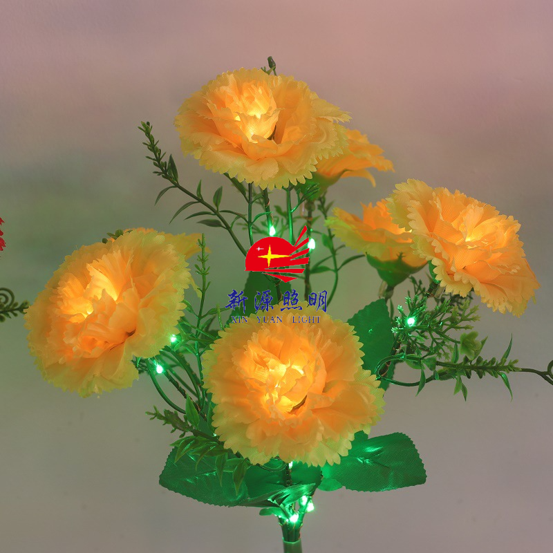 New led solar silk fabric 7-head carnation ground socket lamp outdoor courtyard villa decoration lawn garden lamp Application Scenario