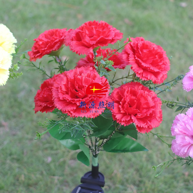 New led solar silk fabric 7-head carnation ground socket lamp outdoor courtyard villa decoration lawn garden lamp Specification image
