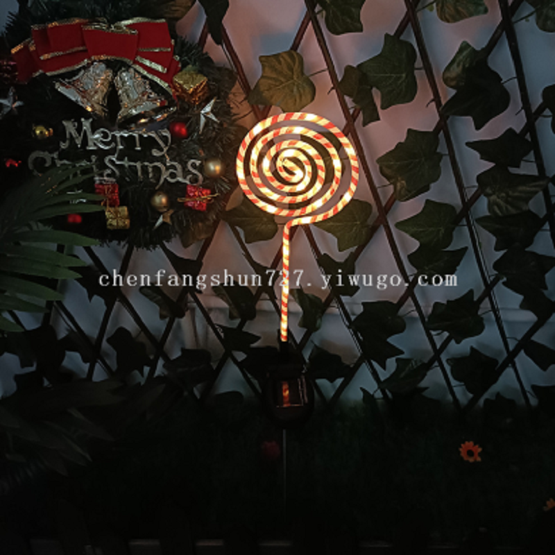 Nueva luz de caramelo solar al aire libre LED tierra de navidad luces de césped imitación lollipop luces decorativas de vacaciones