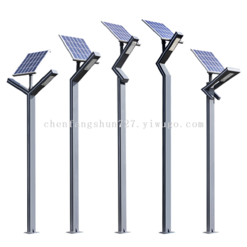 Solar outdoor garden lights, simple LED lights, aluminum profile 7-shaped lights, 3-meter and 4-meter villa street and park road street lights Specification image