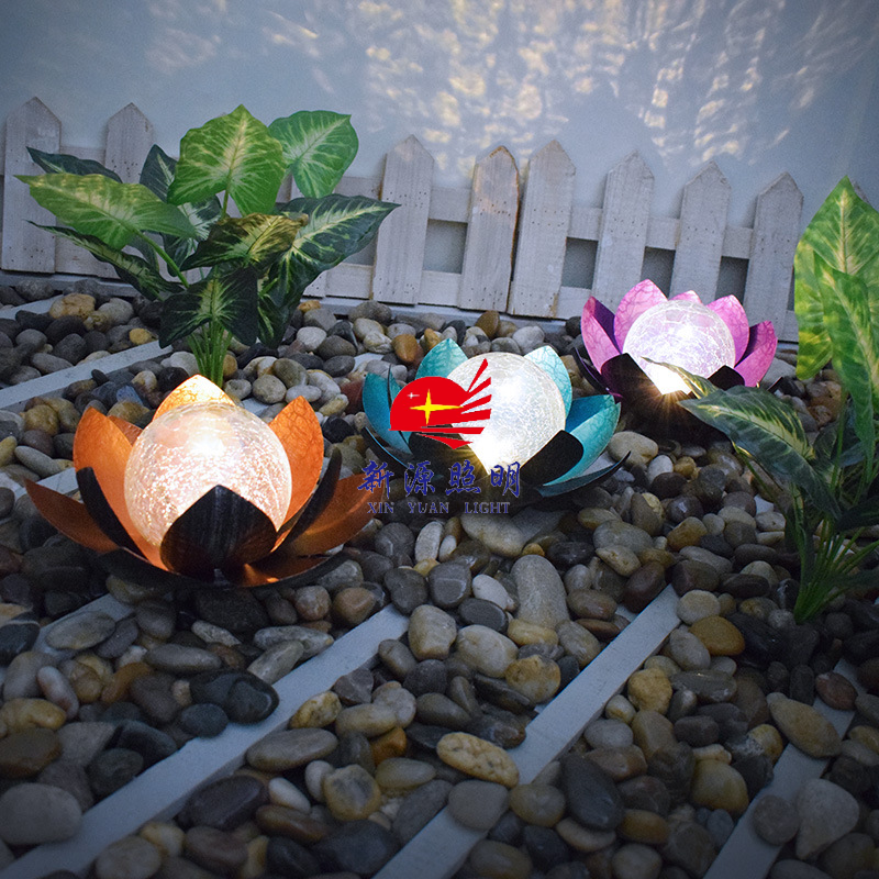 Solar-powered lotus lamps, courtyard crack decorative lamps, balcony outdoor garden ornaments, lotus landscape lamps Specification image