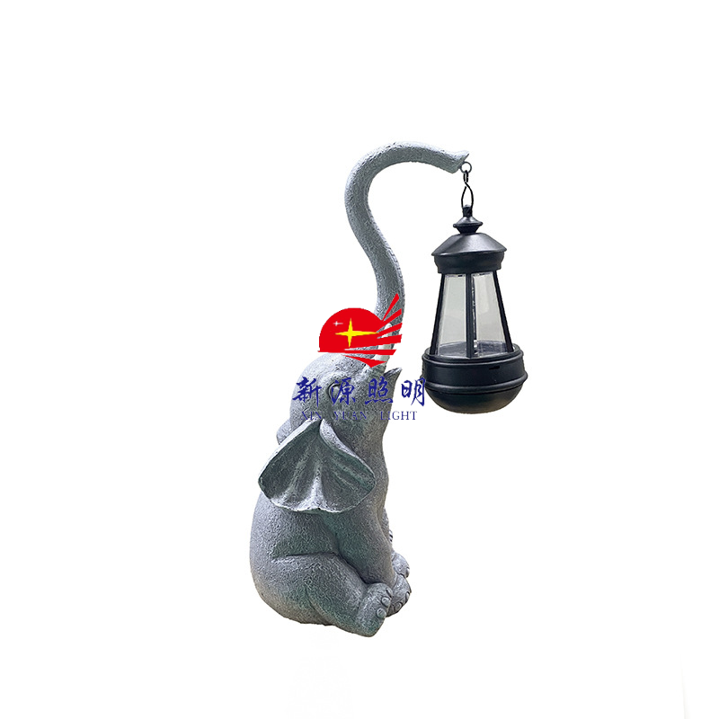 Outdoor solar lamps, garden elephant ornaments, animal resin handicrafts, decorative villa landscape courtyard lamps details Picture