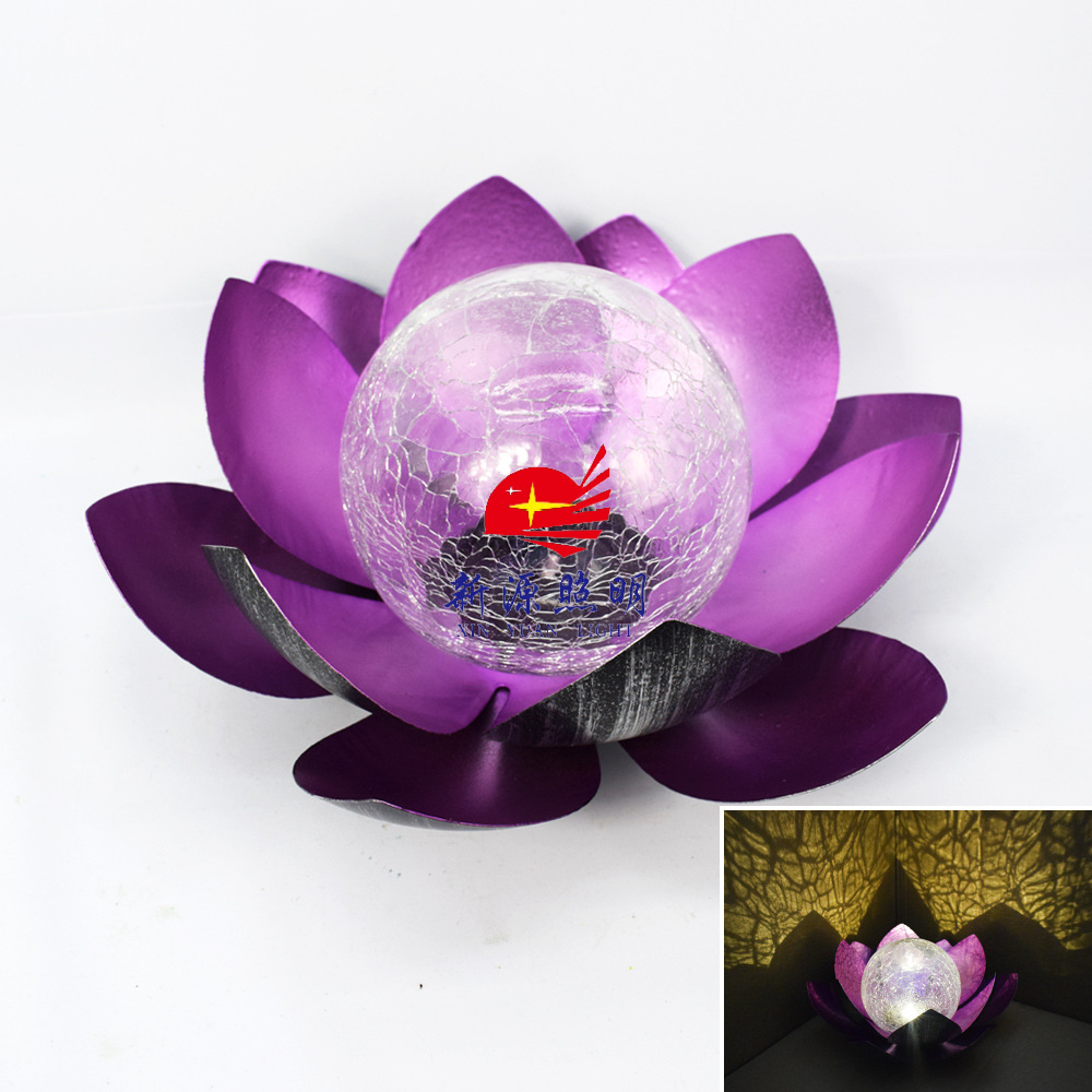 Solar-powered lotus lamps, courtyard crack decorative lamps, balcony outdoor garden ornaments, lotus landscape lamps details Picture