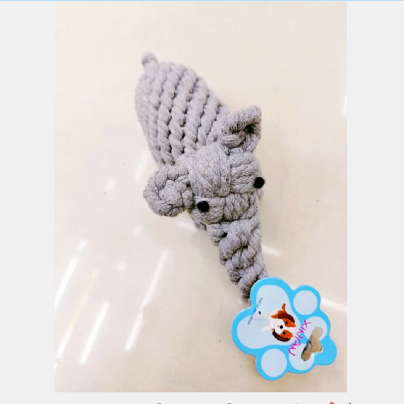 Juguetes para mascotas cuerda de algodón tejido a mano elefante mascota roer juguetes de juego para perros divertidos juguetes interactivos de juego para perros Item Picture
