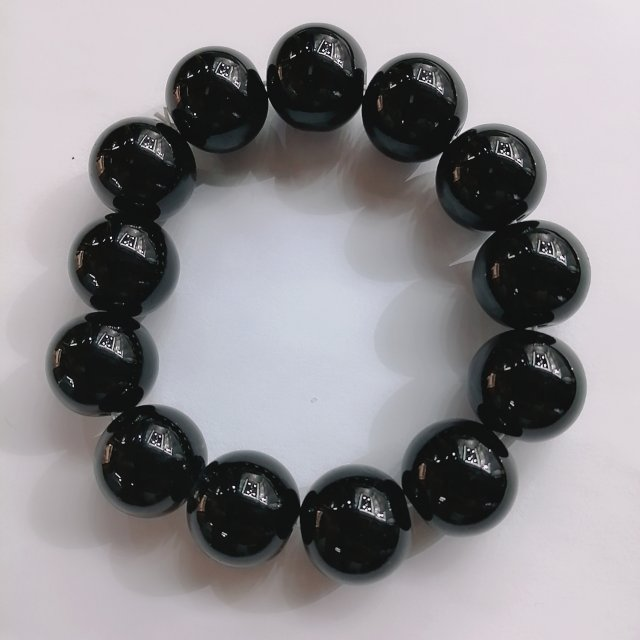 Brazalete de cristal negro adulto hombre 16mm hand string DIY custom factory price stock al por mayor