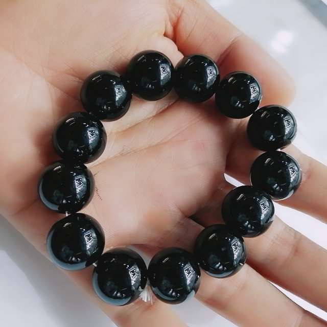 Brazalete de cristal negro adulto hombre 16mm hand string DIY custom factory price stock al por mayor Specification image