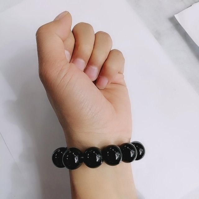 Brazalete de cristal negro adulto hombre 16mm hand string DIY custom factory price stock al por mayor details Picture