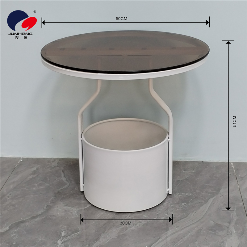 Light luxury rock plate sofa side table, simple glass round minimalist corner table, creative coffee table, balcony bedside small round table details Picture