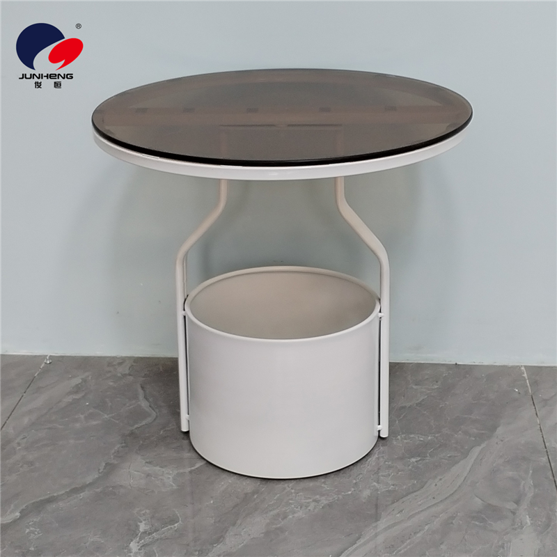 Light luxury rock plate sofa side table, simple glass round minimalist corner table, creative coffee table, balcony bedside small round table