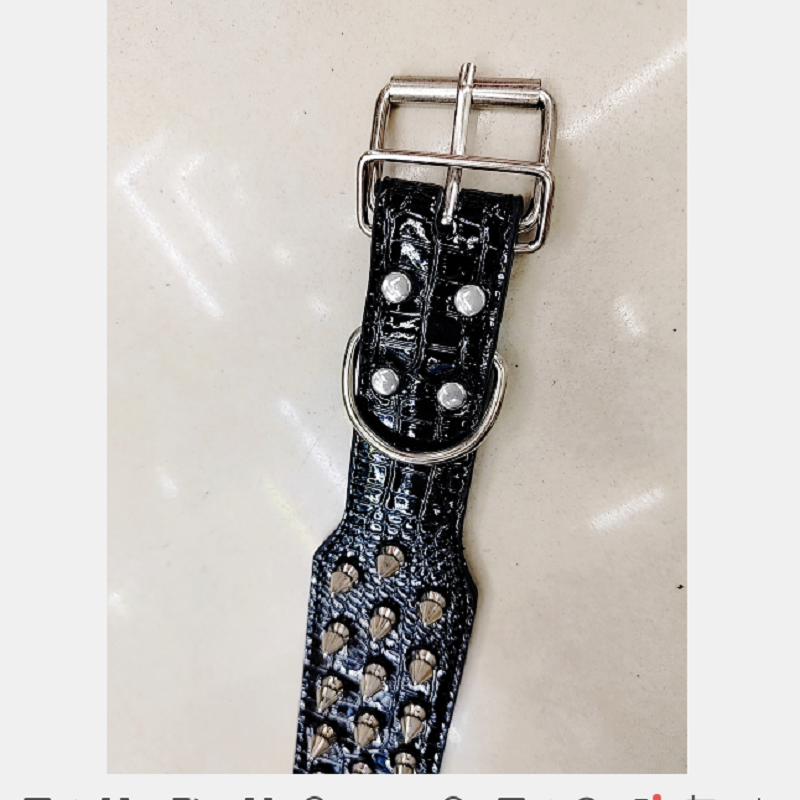 宠物用品/宠物/亚马逊宠物项圈定制/开运铃铛/芙蓉革白底实物图