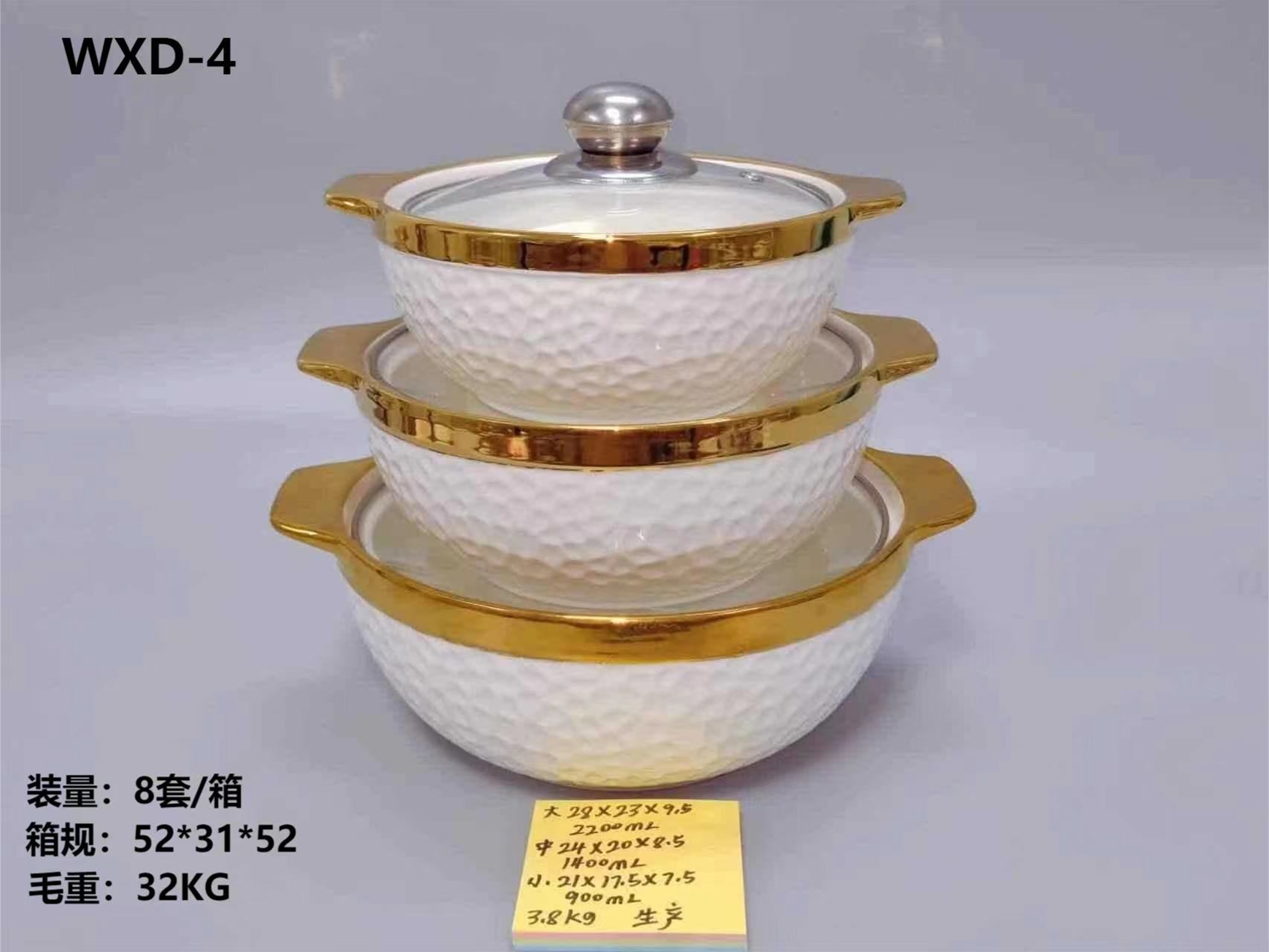 电镀陶瓷女神三件套汤锅 居家至用电镀加浮雕工艺 食品级工艺陶瓷汤锅