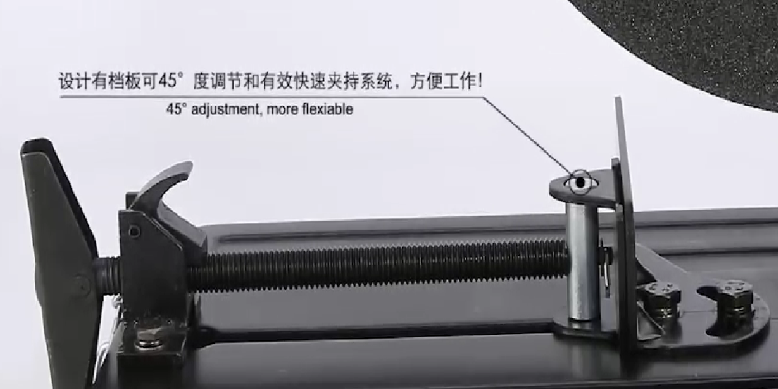 The shore 2450W high-power 355 steel cutting machine cuts steel, wood and aluminum materials at 45° with 14-inch grinding wheel saw blades Application Scenario
