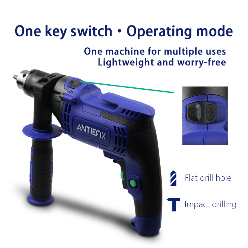 Taladro de impacto Antie taladro de 13mm taladro de metal taladro de metal taladro de acero taladro de hierro taladro de cemento taladro de madera abrir agujero de vidrio tornillo banda de autobloqueo ImpactDrill impacto taladro eléctrico Specification image