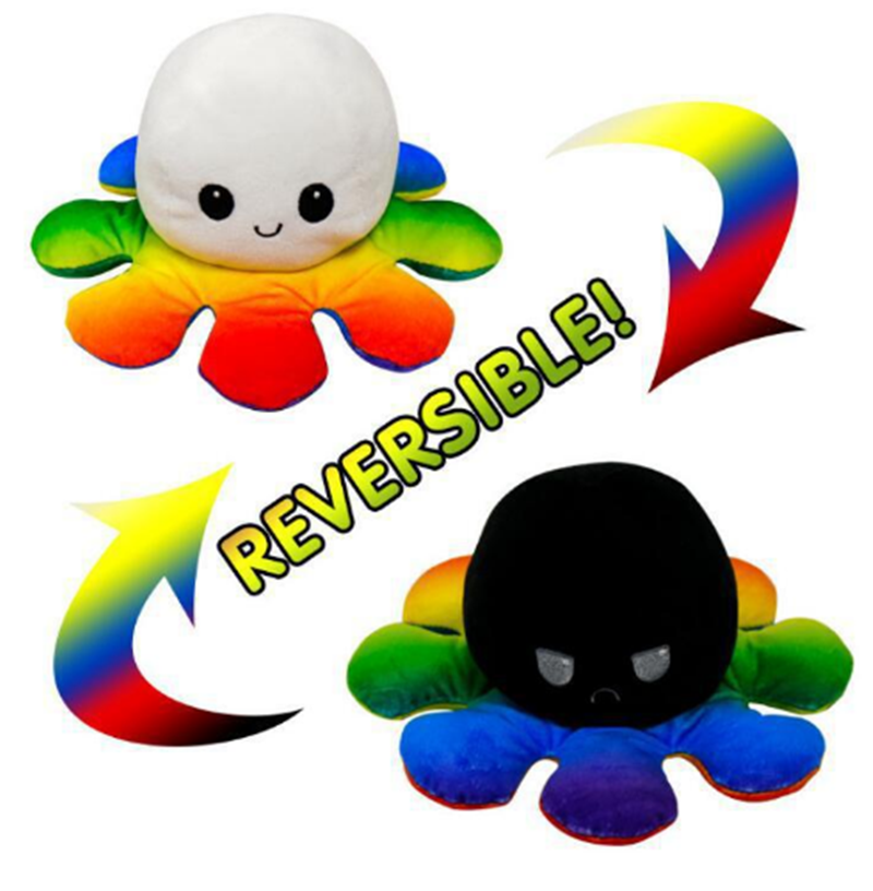 Octopus doll, flip octopus doll, double-sided face change, angry, happy, flip doll, pillow, plush toy gift Specification image