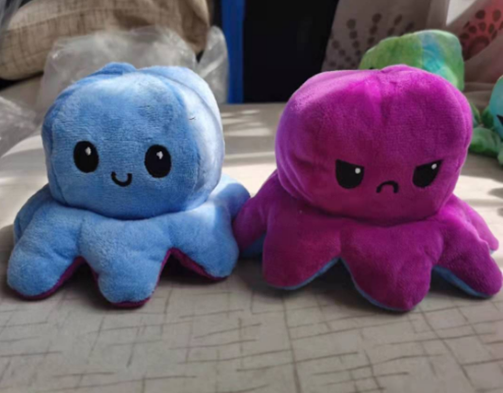 Doble cara pulpo peluche rosa aqua verde lindo sensual inquieto desestrés peluche animal